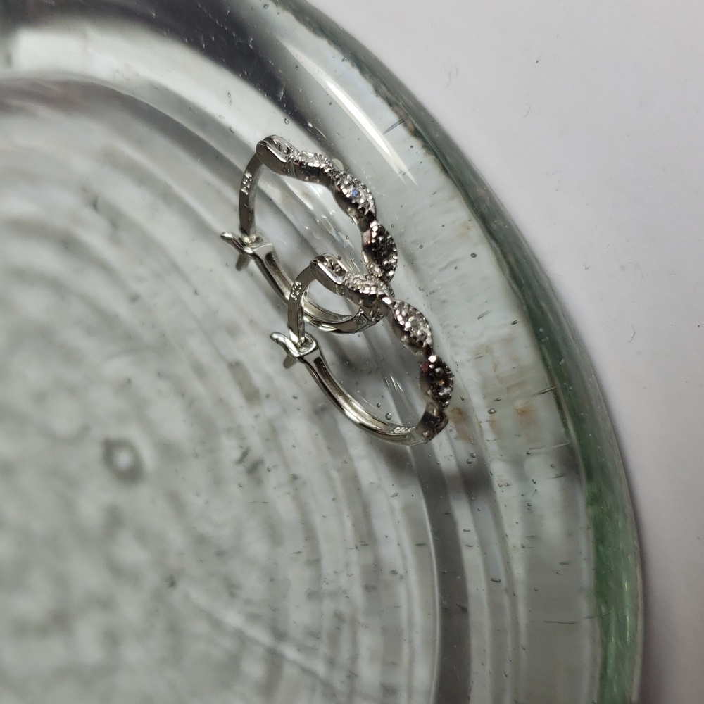 Primrose Sterling Silver Hoop Earrings with Cubic Zirconia - Picture 3 of 6